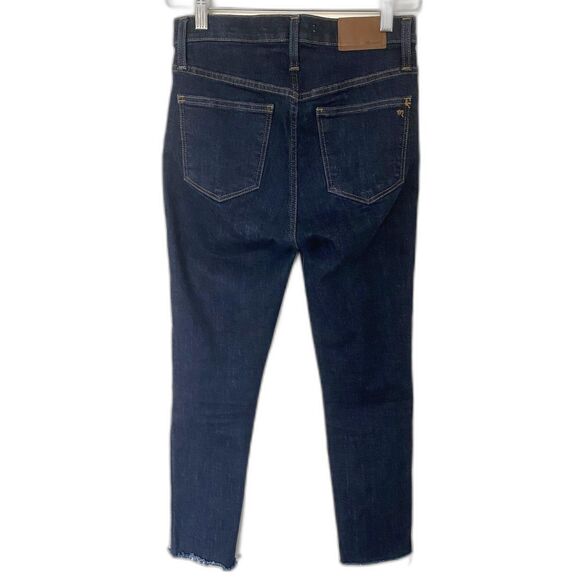 Madewell 10-Inch High Rise Skinny Dark Wash Jeans with Raw Hem Zip Fly Sz 25 - Picture 3 of 13